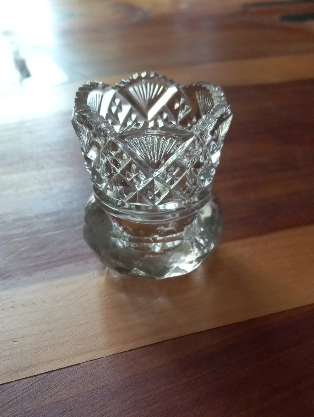 Cut Glass Toothpick Holder - Clear Pressed Glass